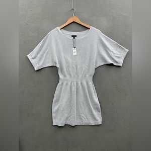 Express Women’s Size Small Silver Metallic Short Sleeve Sweater Mini Dress